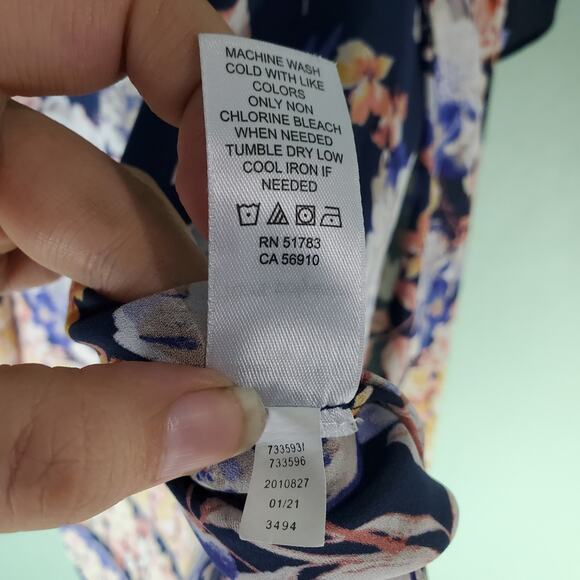 Maurices Womens Navy Blue Floral Print Open Front Kimono Size One Size - Picture 6 of 6